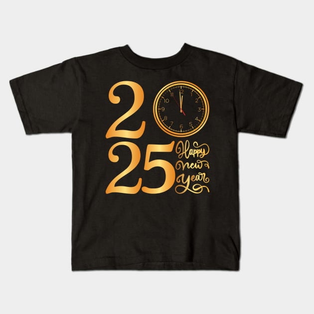 New Years Eve Party Supplies 2025, Happy New Year 2025 Kids T-Shirt by Asg Design